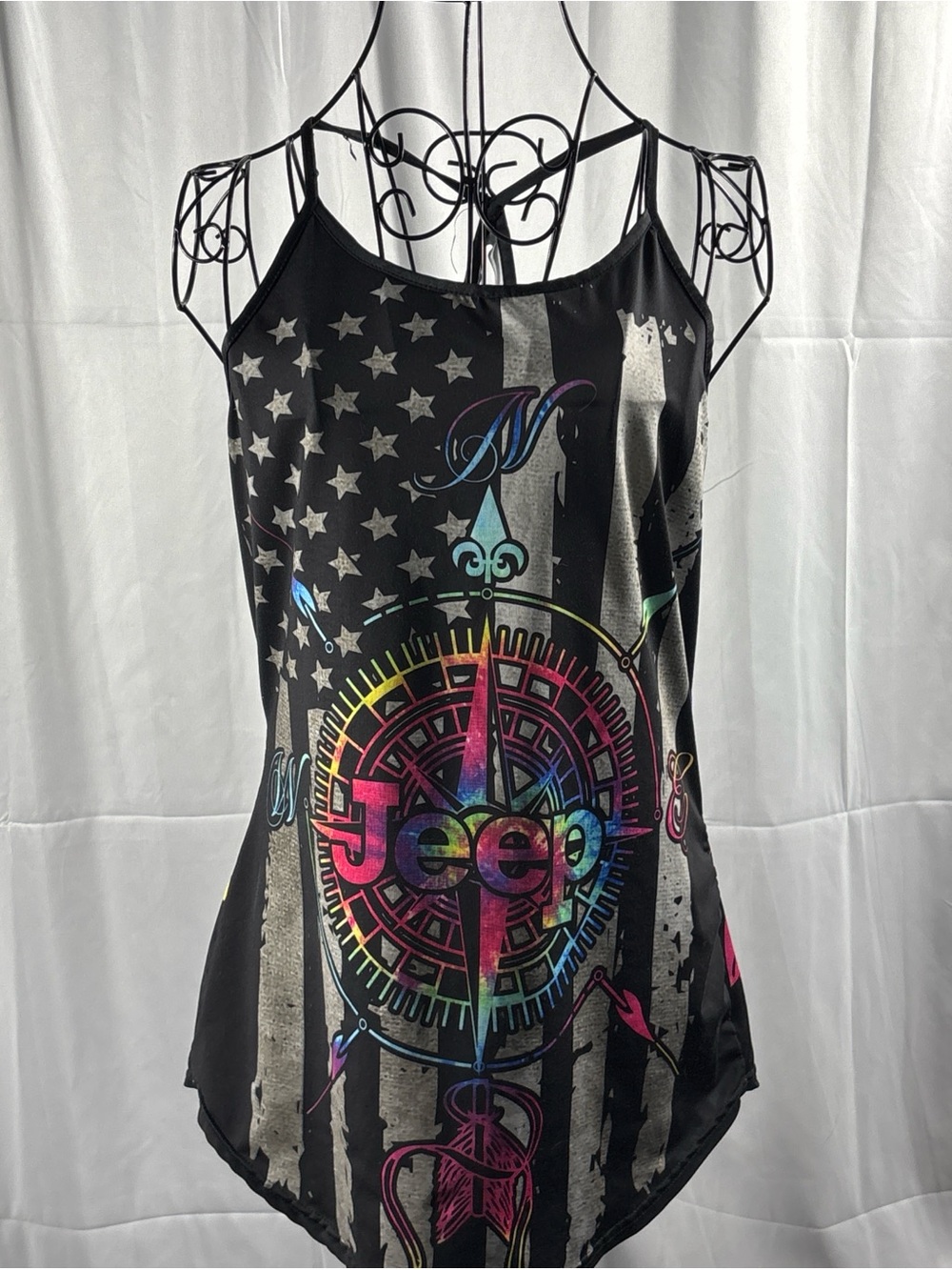 Jeep Black Tank with Rainbow Compass Graphic